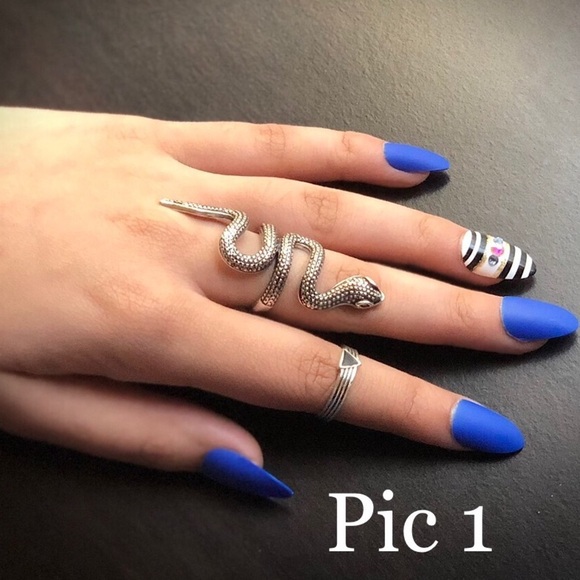 Silver Snake Serpent Ring 7-10 - Picture 2 of 5